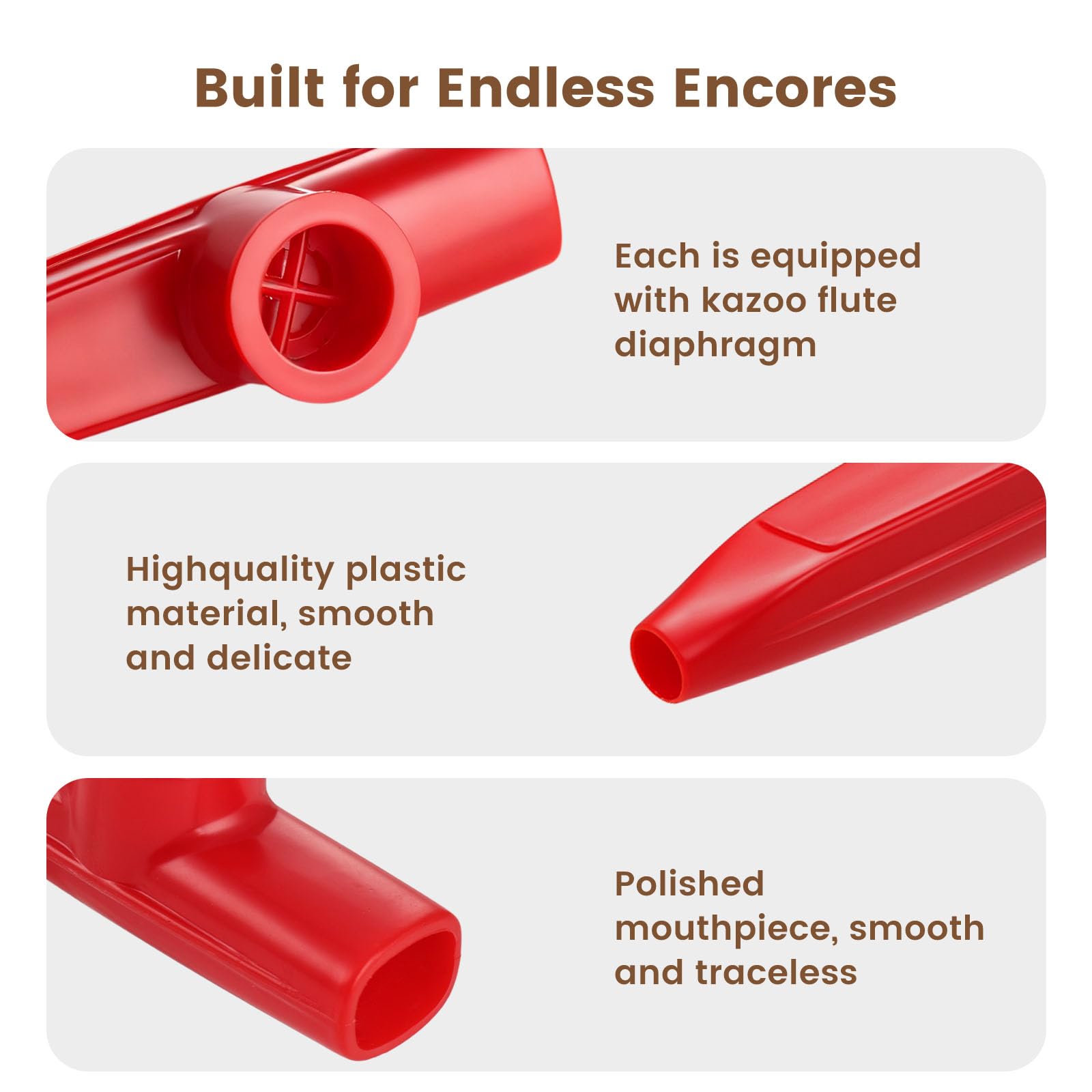 LovesTown waterproof kazoos stand up to trips, picnics, and rainy-day play.