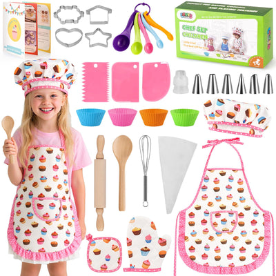 LovesTown kids cooking set chef hat and apron for imaginative role-play
