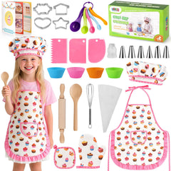 LovesTown kids cooking set chef hat and apron for imaginative role-play