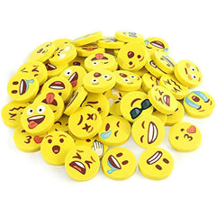 LovesTown mini erasers in variety emoticons for 60-piece set, perfect for classroom rewards.