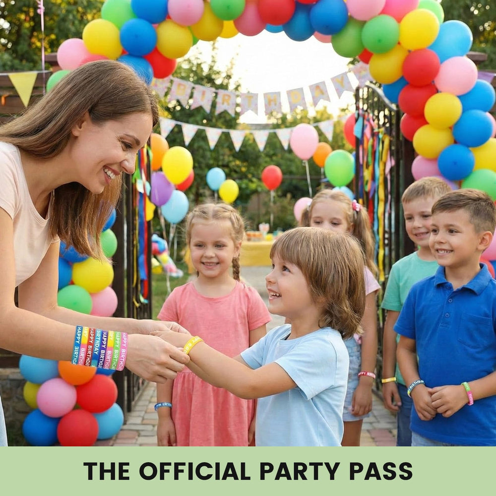 LovesTown neon silicone wristbands shown on kids' wrists for vibrant photos.