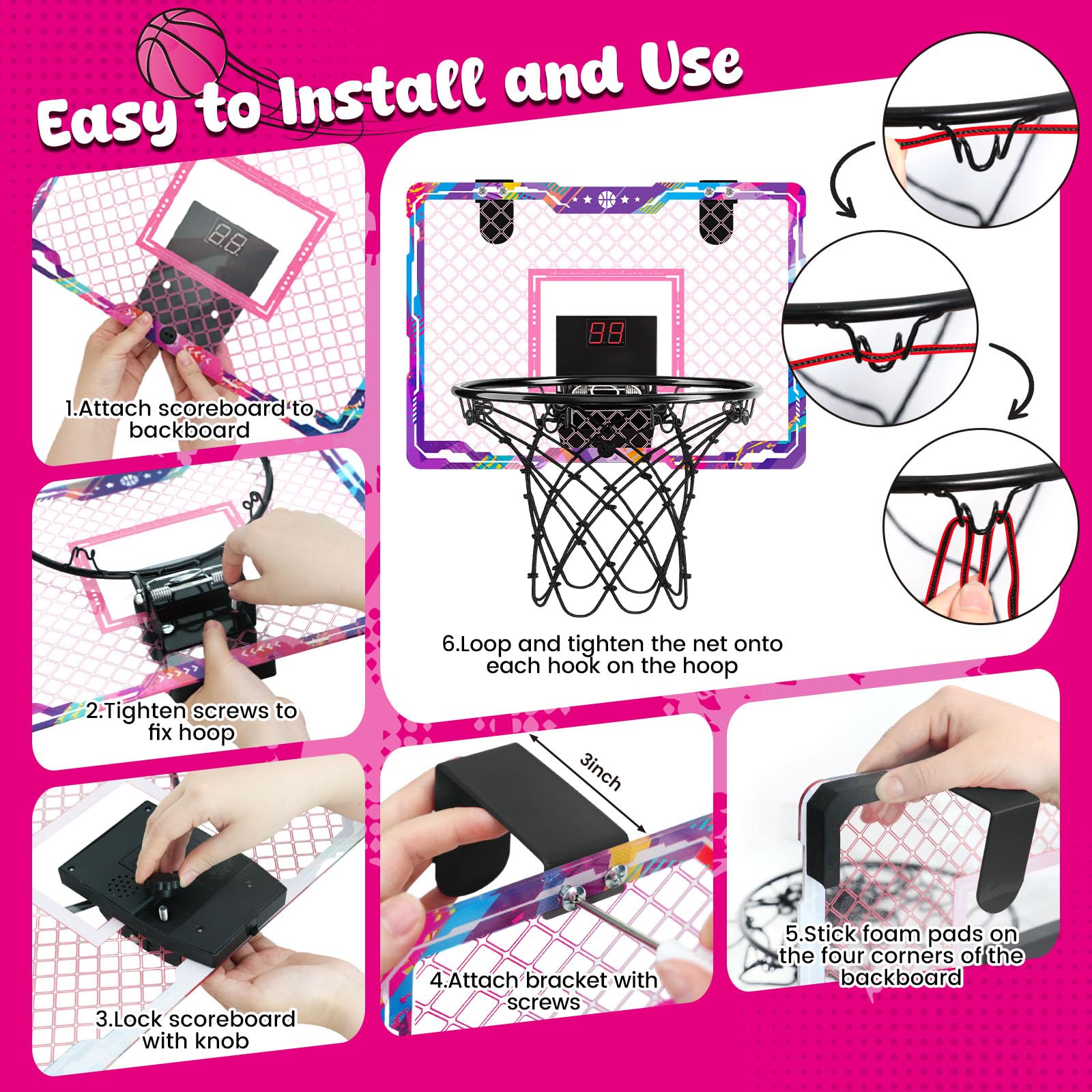 LovesTown pink hoop with DIY stickers for customized decor