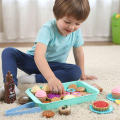 Lovestown pretend-play desserts kids dining tray plate spoon for tea party setups and serving pretend meals