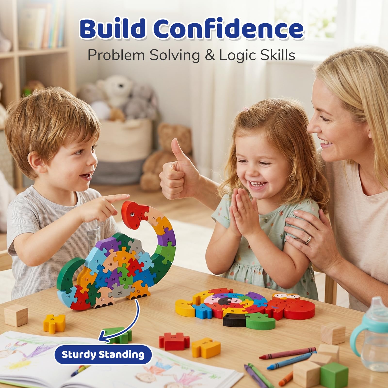 LovesTown puzzles in use during playtime with kids building together.