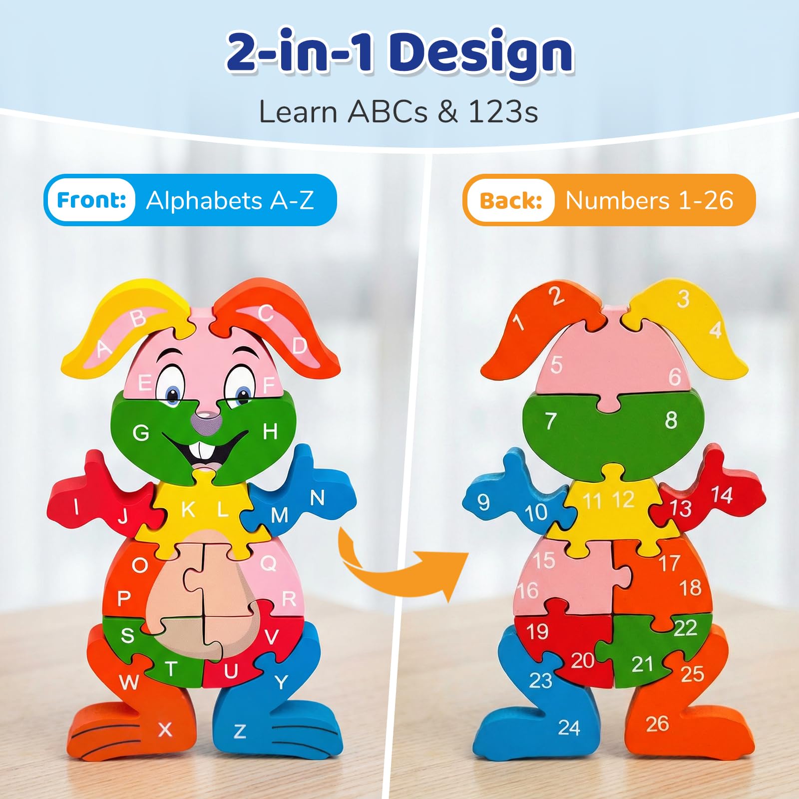 LovesTown rabbit puzzle back numbers supports early counting through hands-on learning