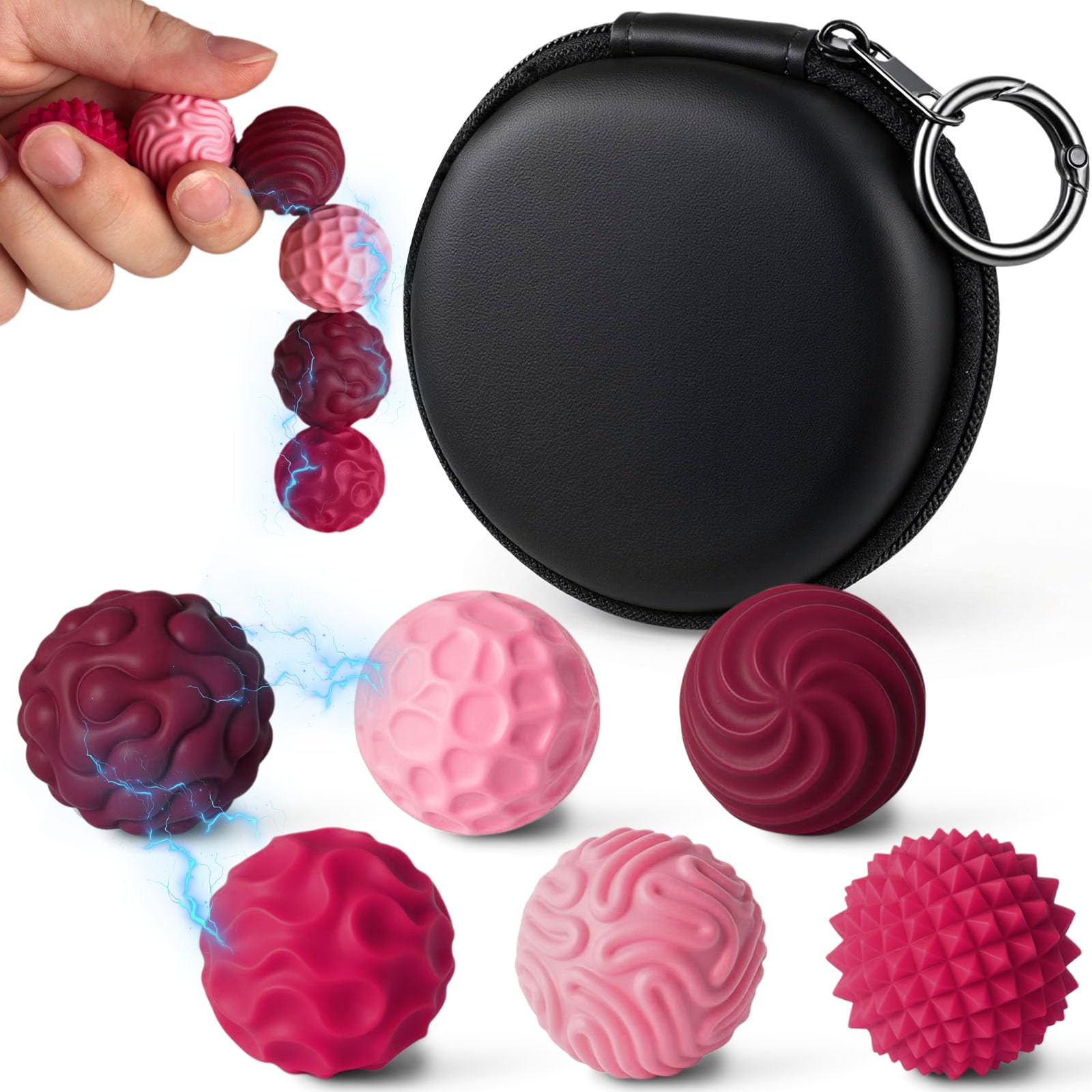 LovesTown silicone magnetic fidget ball set viewed from the front for focused work sessions.