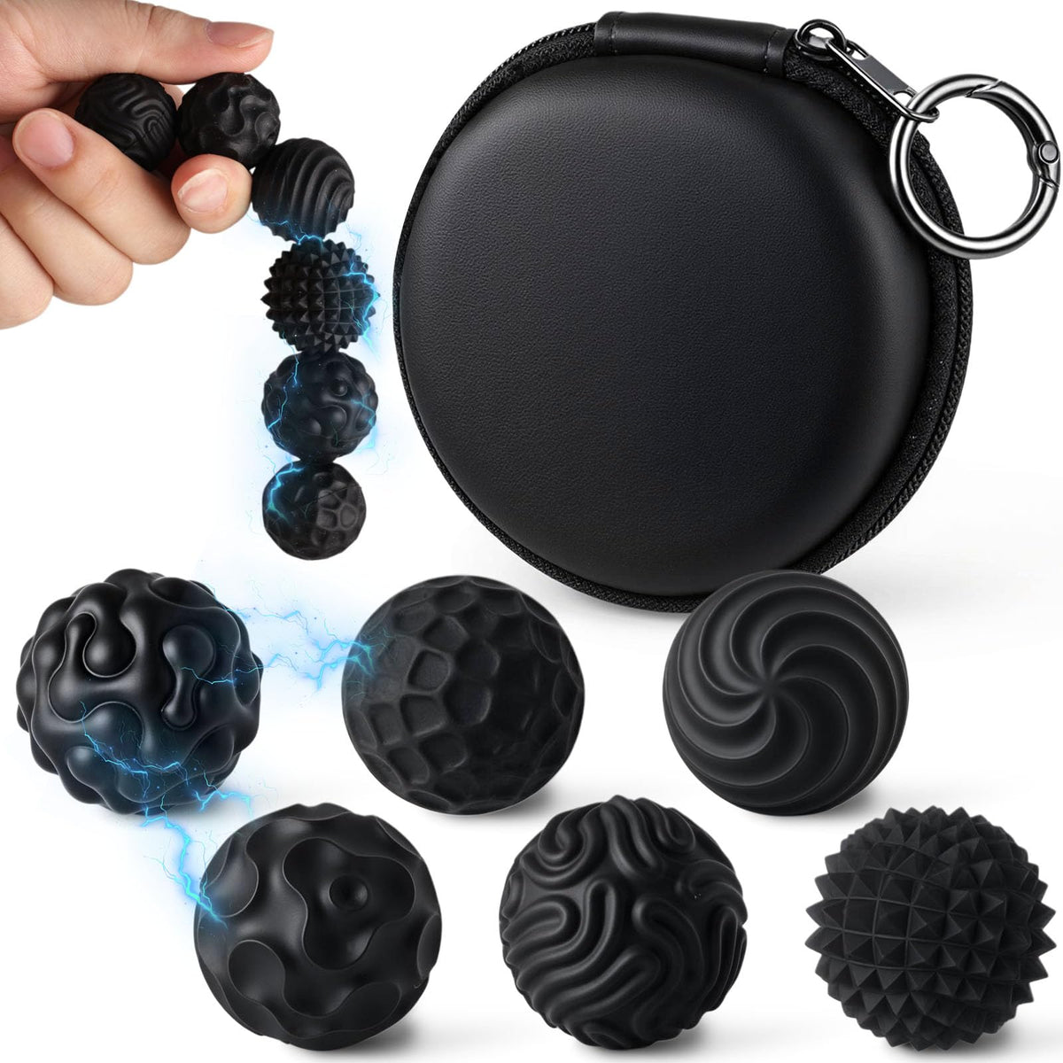LovesTown silicone magnetic fidget ball with textured patterns for focus