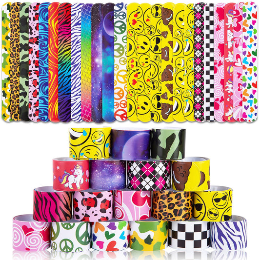 LovesTown Slap Bracelets for Kids 48-pack, durable party favors for goody bags.