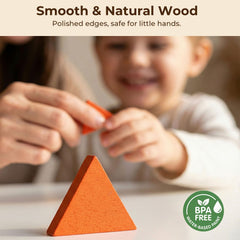 LovesTown smooth-edged wood blocks designed for safe, tactile play by little hands.