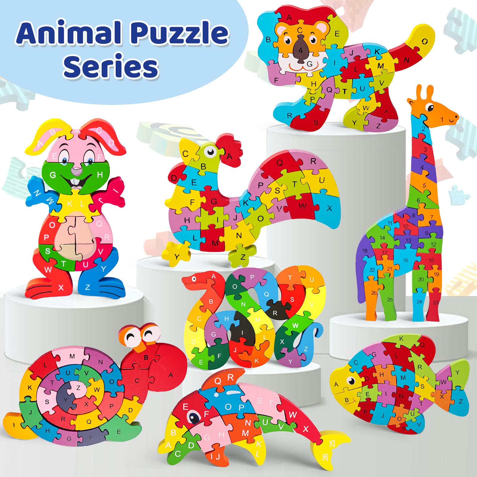 LovesTown double-sided wooden puzzle sturdy and durable for active toddlers