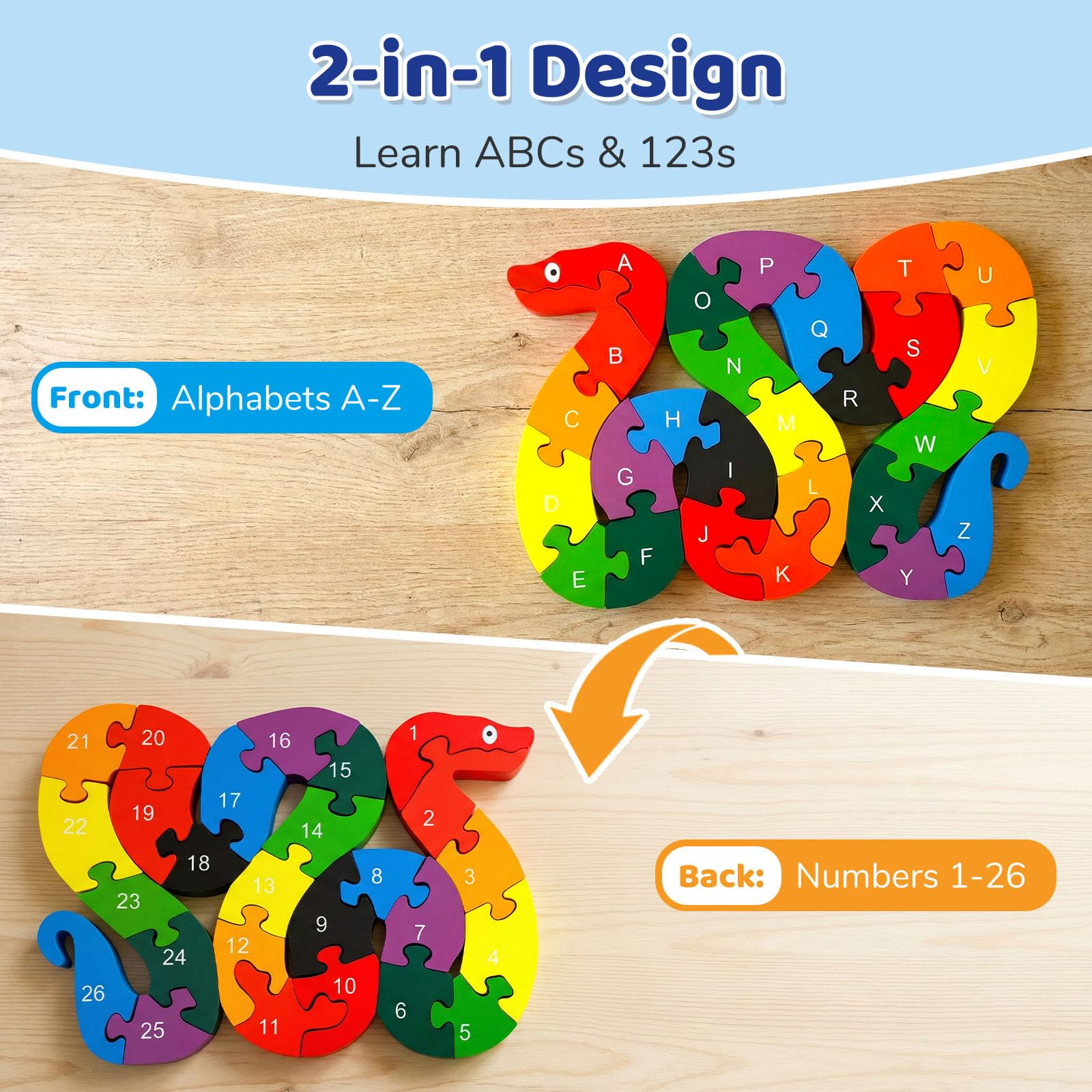 LovesTown snake puzzle back numbers encourages counting practice for toddlers