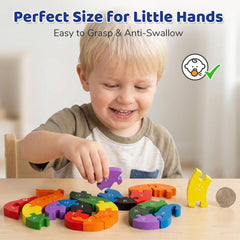 LovesTown snake puzzle coiled design with bright colors captures attention during learning