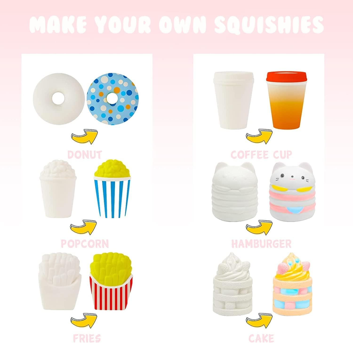 LovesTown french fries paintable squeeze toy for colorful customization
