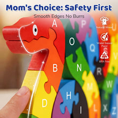 LovesTown wooden snake puzzle natural finish feels smooth and kid-friendly