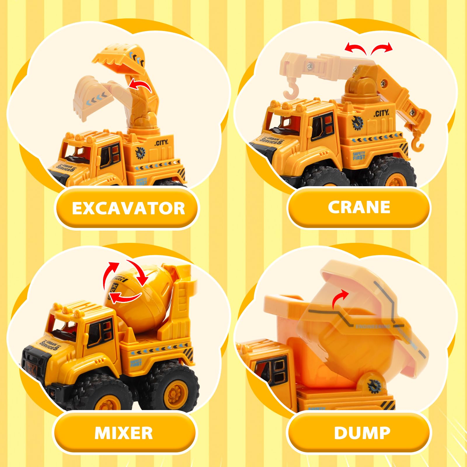 Lovinkiki excavator toy with chunky grip supports fine motor coordination and role-play.