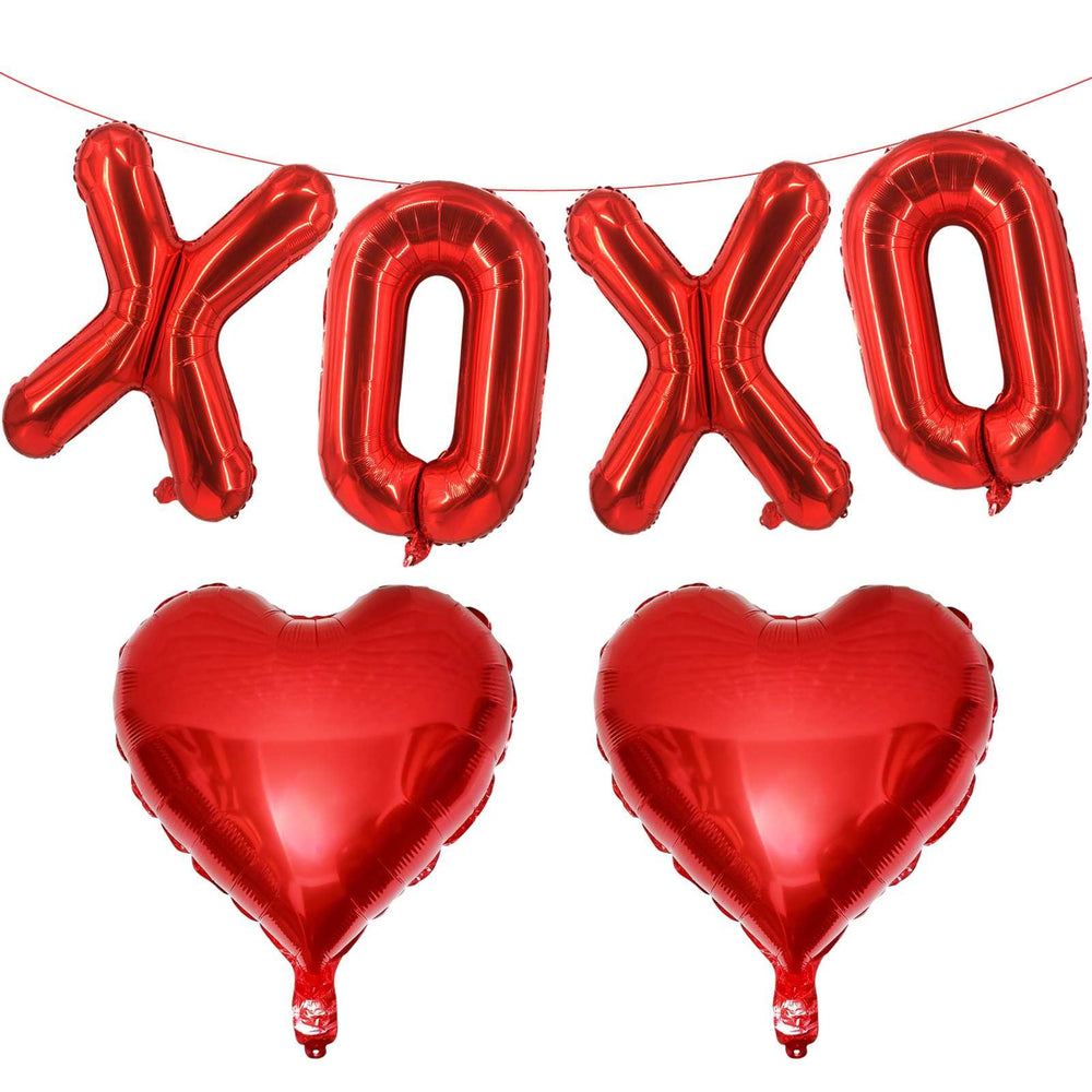 Lovoir 16-inch red XOXO heart balloons add romantic flair to Valentine’s Day celebrations.