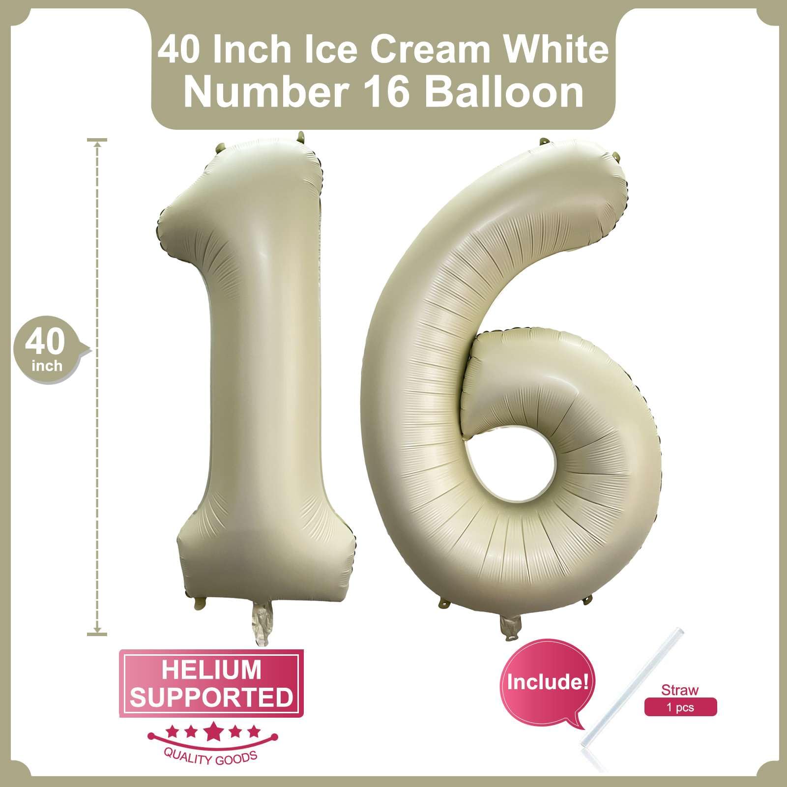 Lovoir 40-inch cream white 61 balloon creates dramatic milestone display and photo ops.