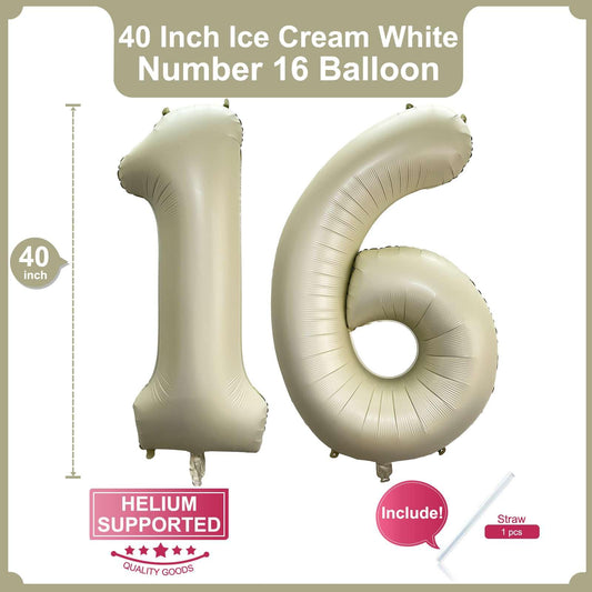 Lovoir 40-inch cream white 61 balloon creates dramatic milestone display and photo ops.