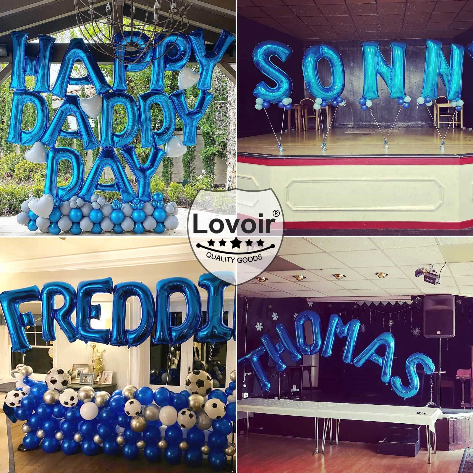 Lovoir customizable letters and banners enable personalized phrase displays.