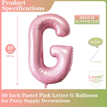 Lovoir pastel pink letter balloon 40 inch enhances celebrations with shimmer