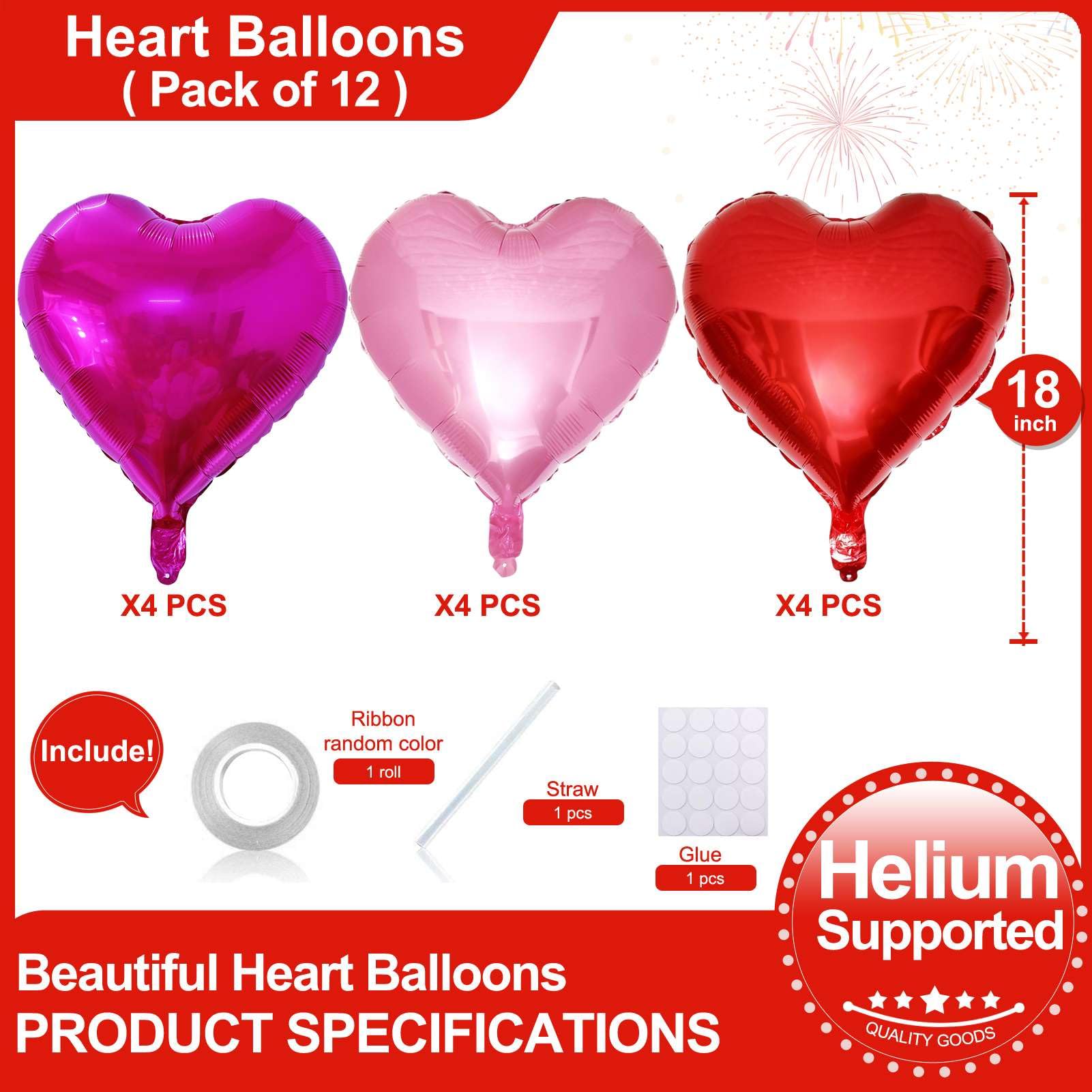 Lovoir pearl pink heart foil balloon 18in perfect for weddings