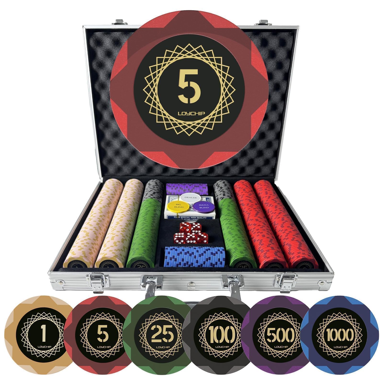 LOYCHIP heavy 14g poker chips on felt offer casino like weight and authentic feel.
