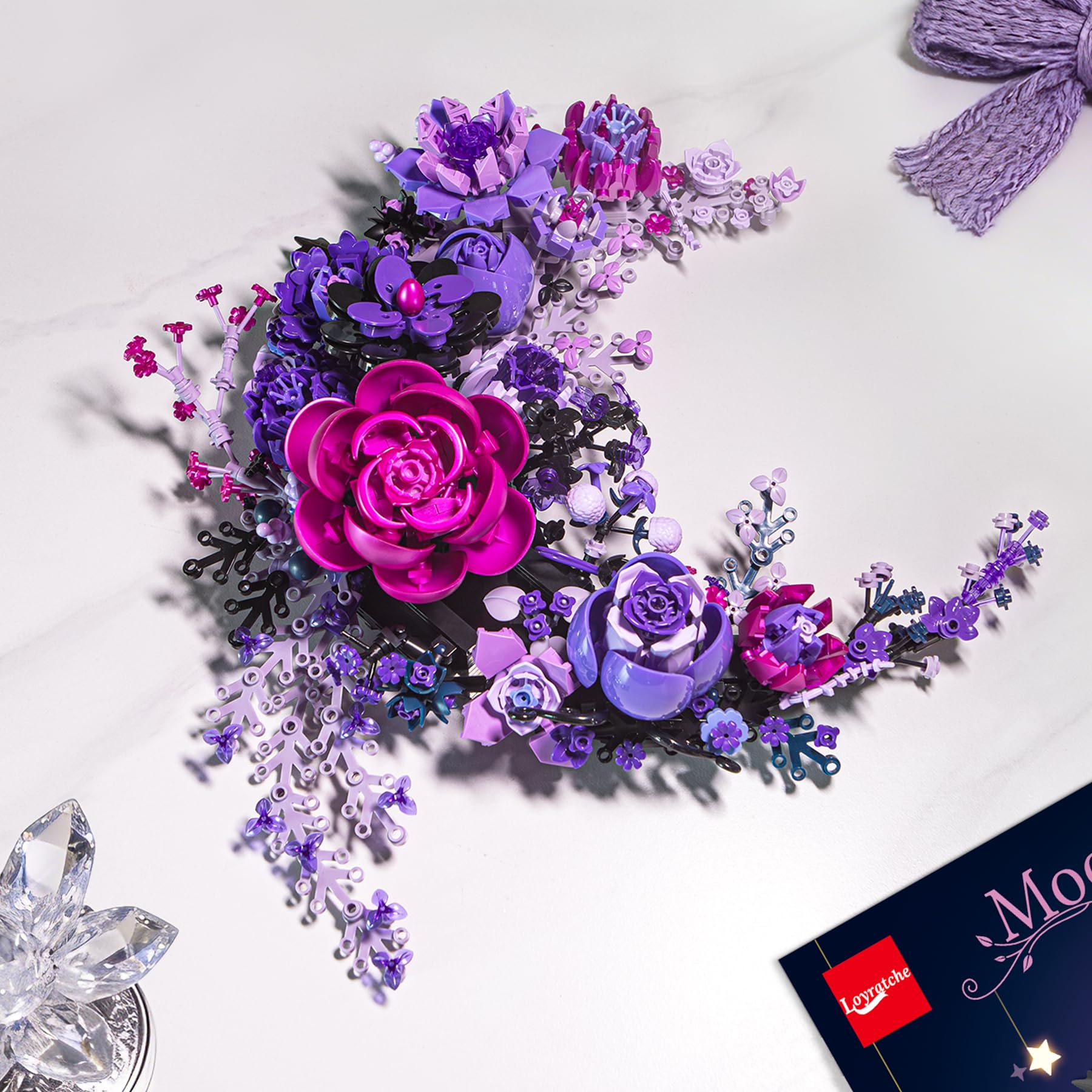 Loyratche lifelike floral wall art showcases eustoma, purple rose, and gardenias as elegant decor.
