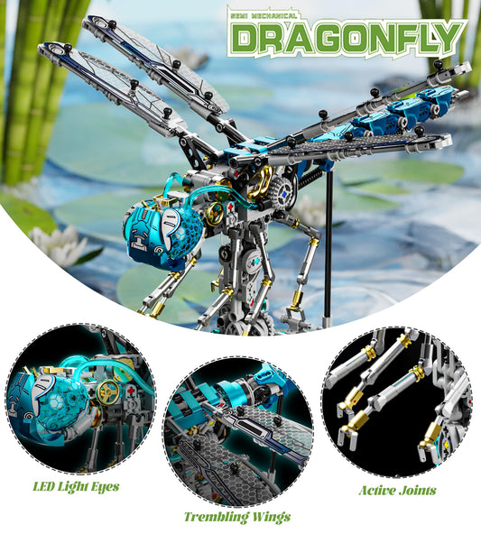 Loyratche dragonfly side view showing gear-driven mechanics for learning.
