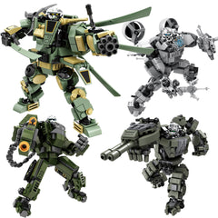 Loyratche transforming mech robot building set during assembly for creative play