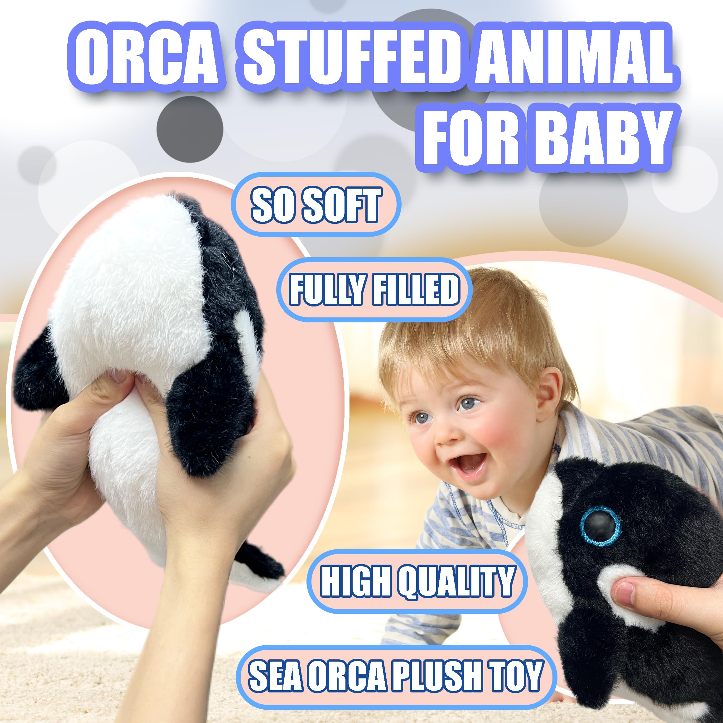 LoYuSenn orca plush design, cute sea animal for kids to cuddle