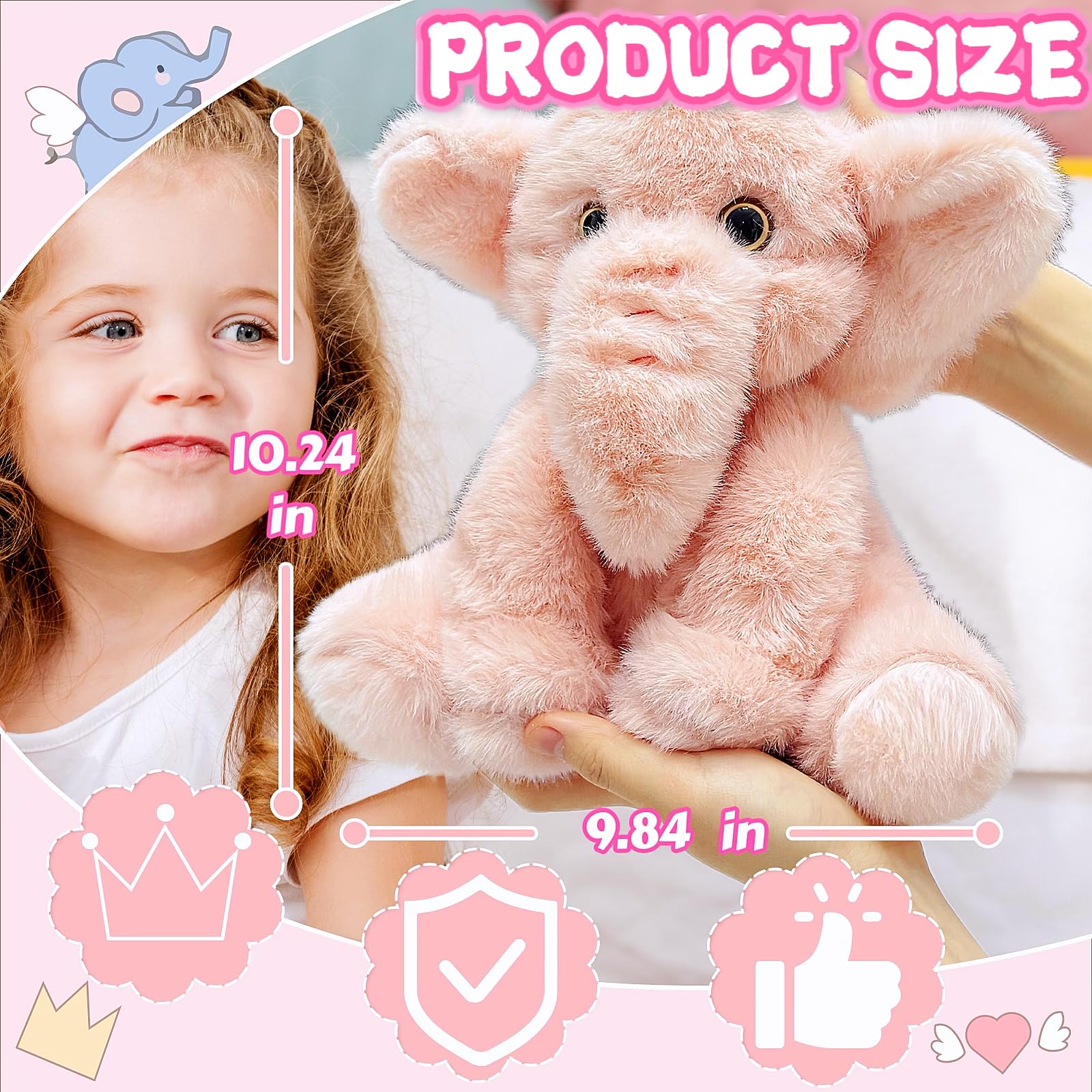 LoYuSenn pink elephant stuffed toy designed for baby's soft snuggles.