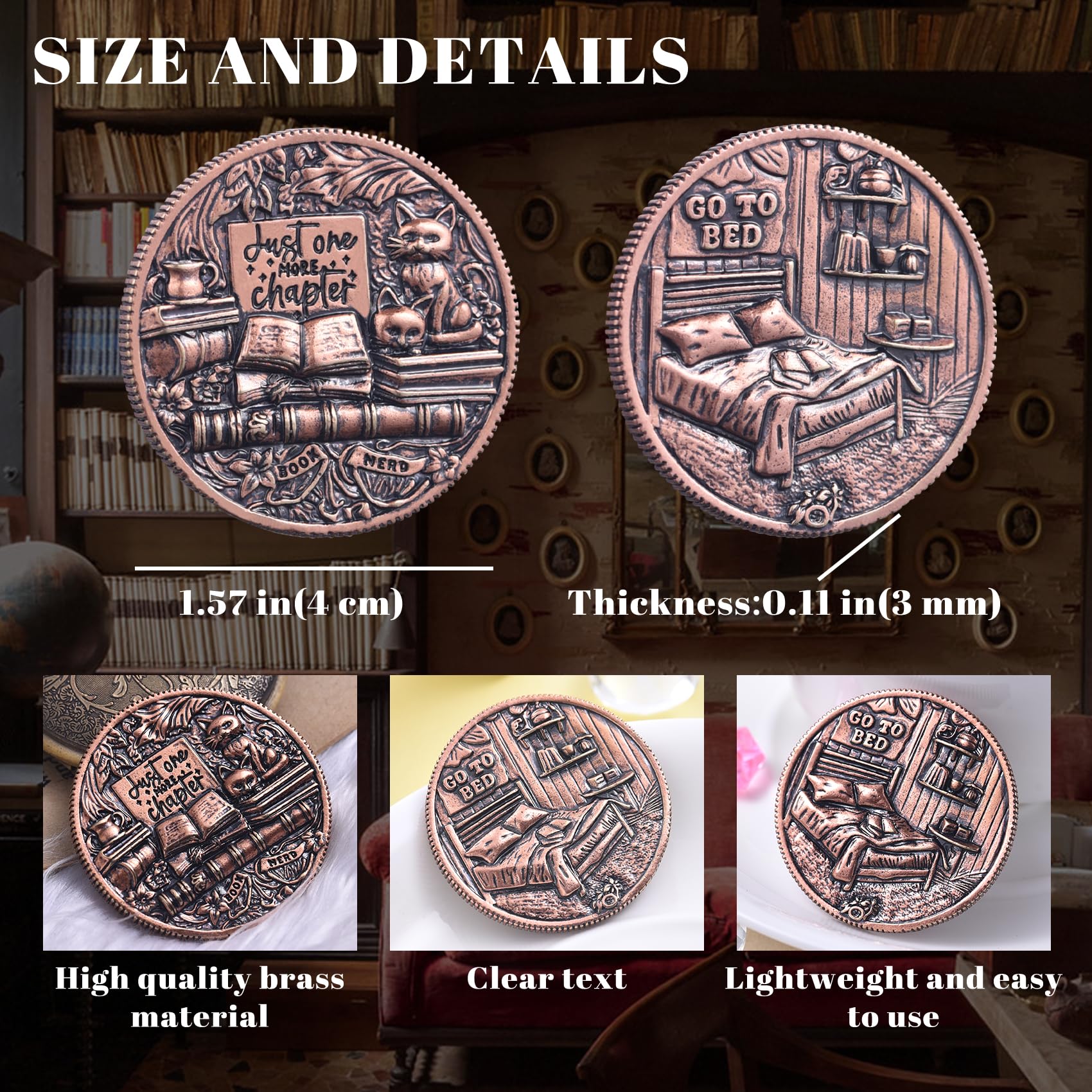 LParkin coin with engraved novel scenes for thoughtful gifts to readers.