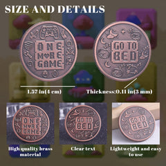 LParkin Go To Bed side of the coin with smooth edges for easy flip