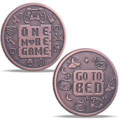 LParkin double-sided decision coin showing One More Game option in brass finish