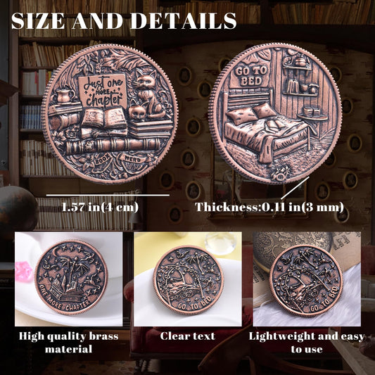 LParkin Just One More Chapter Coin back side featuring scenes from beloved stories.