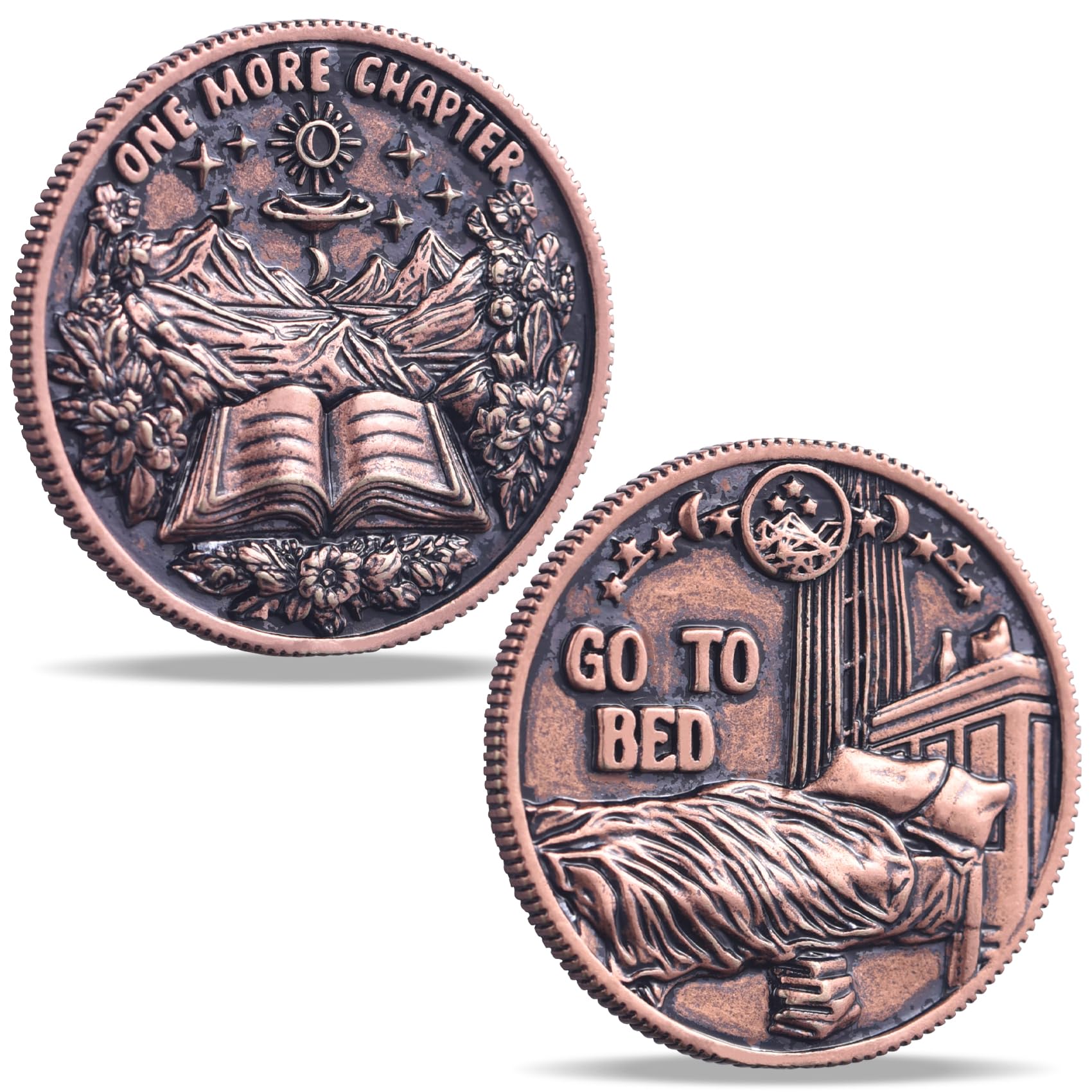 LParkin Just One More Chapter coin front view showing engraved scenes and inviting reading cues.