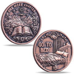 LParkin Just One More Chapter coin side engraving highlights novel scenes for rituals.