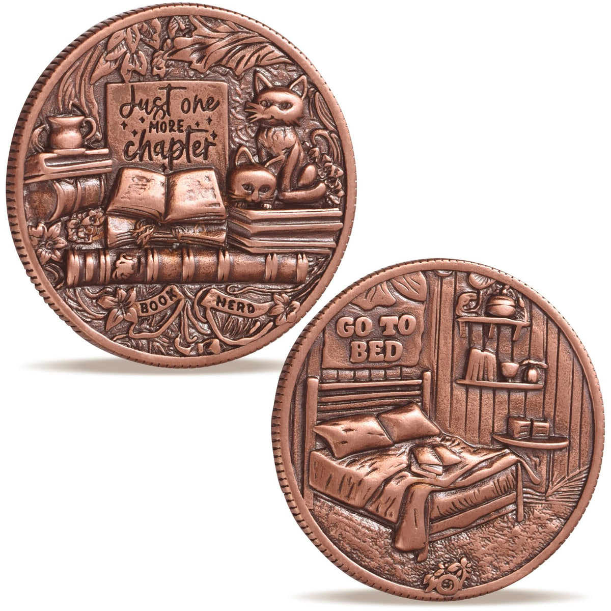 LParkin One More Chapter coin front engraving with scenes to spark a cozy reading ritual