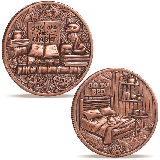 LParkin One More Chapter coin front engraving with scenes to spark a cozy reading ritual