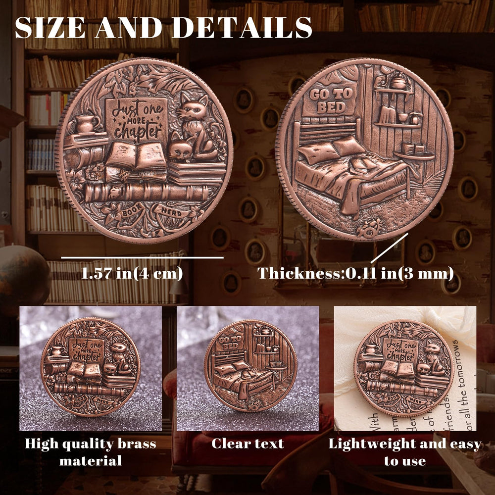 LParkin One More Chapter coin side view highlighting solid copper craftsmanship
