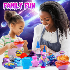 LPFEZRS Mini Galaxy Slime Kit dark-powder-glitter adds depth and cosmic sparkle