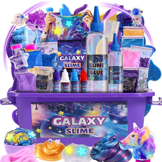 LPFEZRS Mini Galaxy Slime Kit glow-stickers glow in the dark for creative play and color magic