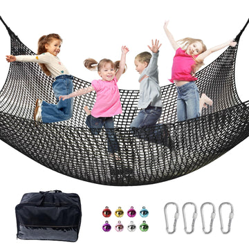 LPIW climbing net in a 9.9ft square area enabling versatile backyard play