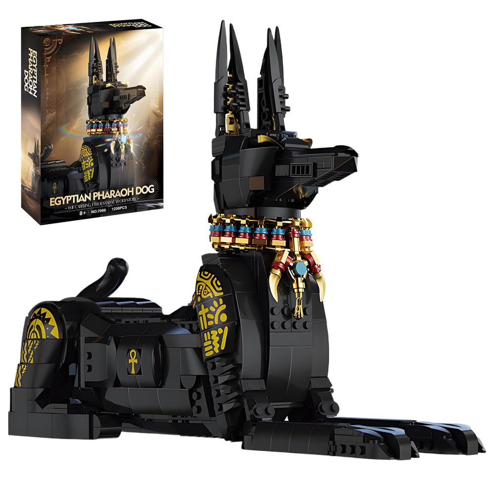 LQPFBSM Anubis dog model, 1208 pieces, ideal as a striking display centerpiece.
