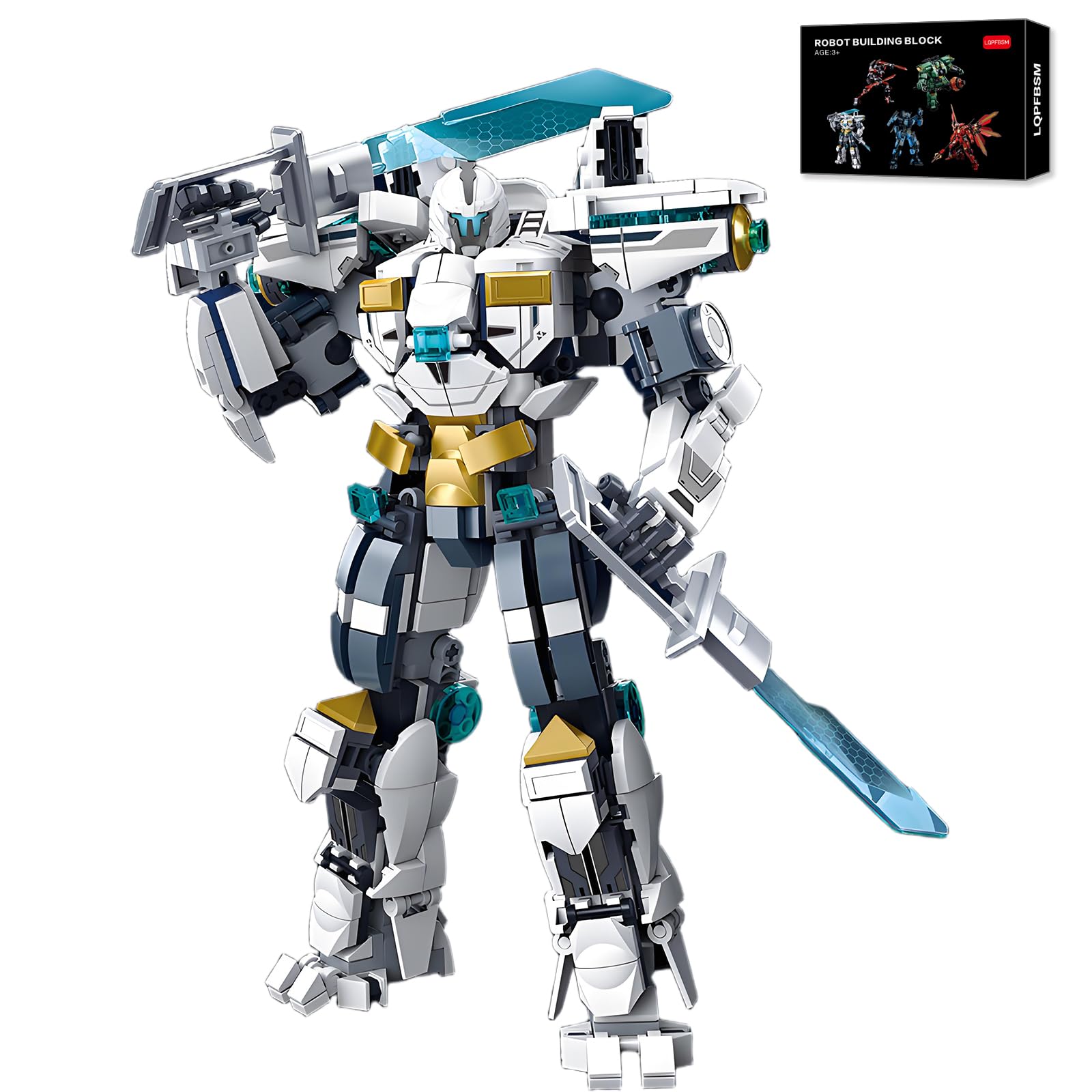LQPFBSM Ice Warrior Mech front view shows poseable joints for dynamic display.