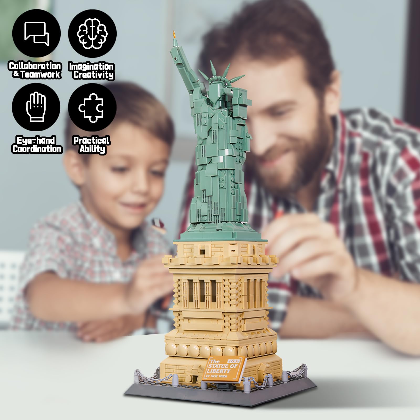 LQPFBSM Statue of Liberty pedestal-base view, great for stable display.