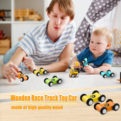 Lragvtbk wooden mini car blue smooth wheels enable quick race ideas