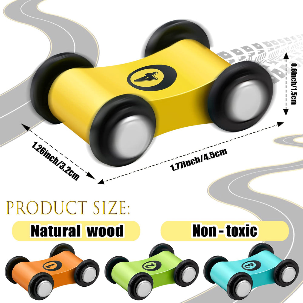 Lragvtbk wooden mini car yellow bright and easy to handle for toddlers