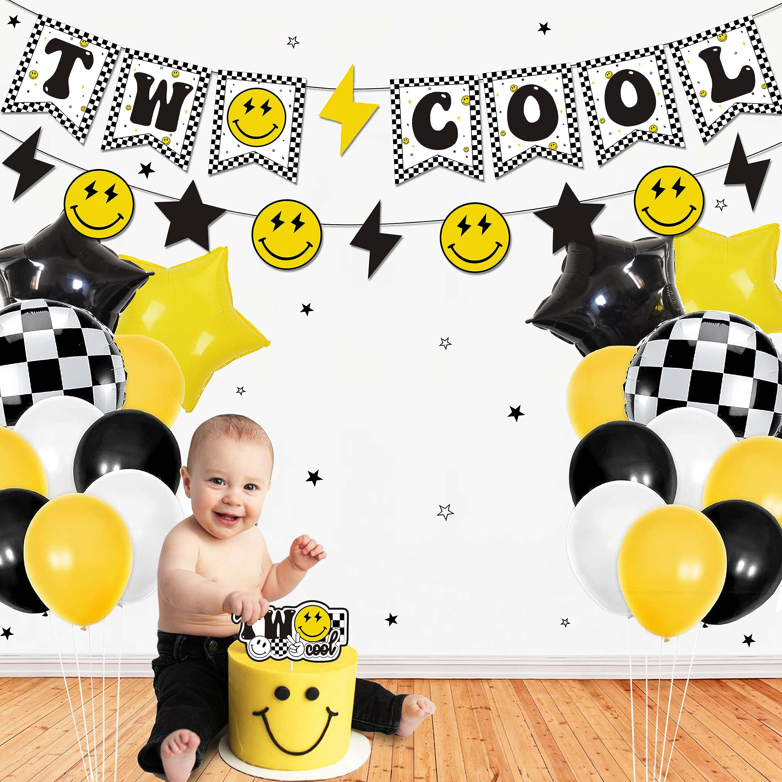 Lsaepon two-cool dude party decor setup creates a cohesive theme.