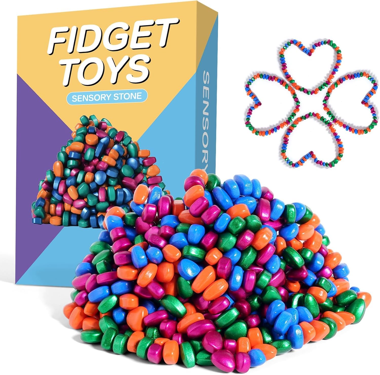 Lshfjnd Sensory Fidget Toy shows crush-mold-stack for tactile relief and focus.